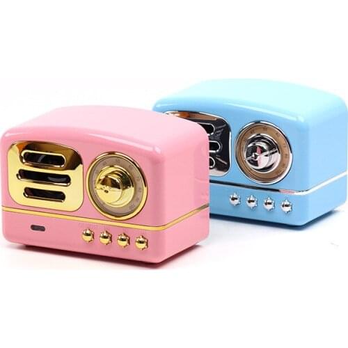Portable Bluetooth Speaker Retro Mini Portable Wireless Bluetooth Speaker Radio USB/TF Card Music Player HIFI Subwoofer Speaker