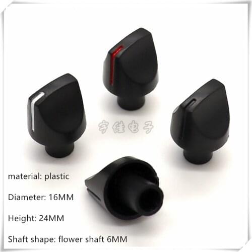 10 Piece 16×24MM black plastic knob cap potentiometer encoder switch knob is suitable for flower shaft 6MM