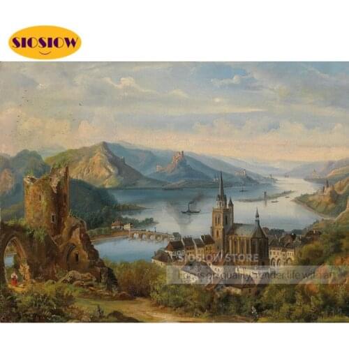 SIOSIOW 5d Diamond Painting Full Square Landscape Mountain Pictures Of Rhinestones Diamond Embroidery Sale Lake Cross Stitch Art