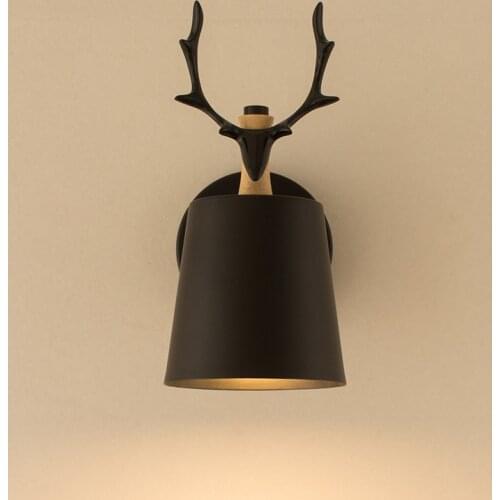 Nordic Led Deer Mirror light Bedside Black wall Lamp Background Modern Wall Lights Warm Aisle Creative Living Room Led Lamp