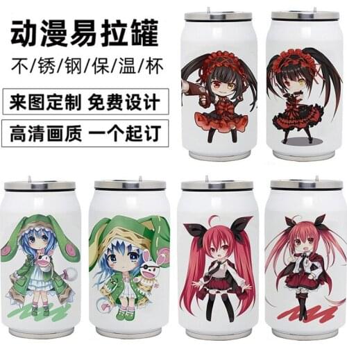 Anime Date A Live Stainless Steel Thermos Cup Kurumi Tokisaki DIY Vacuum Cup Toy 350ml