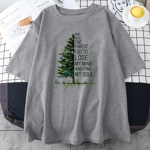 Green Tree Printing Women Tshirt Retro Crewneck Tees Shirts Creativity Comfortable T-Shirts 2021 Streetwear Oversized T-Shirts