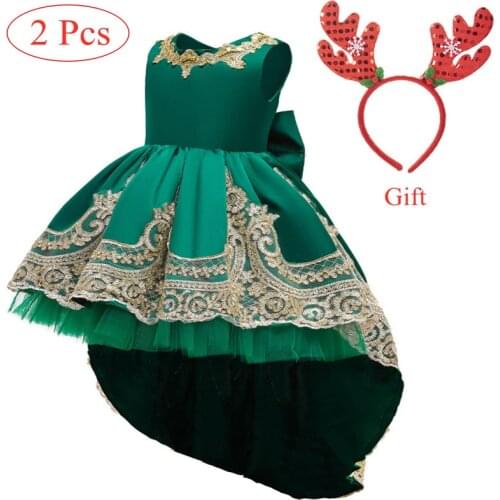 Child Girl Princess Evening Dresses 2021 Embroidered Flower Lace Dress for Girls Christmas Costume 2 4 6 8 Year Kids Vestidos