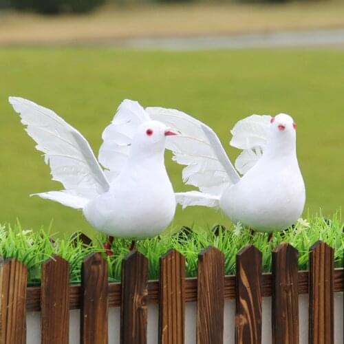 1PCs Decorative Fake Doves White Artificial Foam Feather Wedding Ornament Home Craft Table Decor Peace Dove Bird Toy Decor