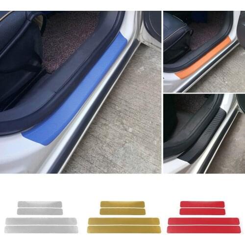 4Pcs Universal Carbon Fiber Anti-Scratch Car Door Sill Protective Sticker Pad Decoration carros suzuki vitara гранта kia soul