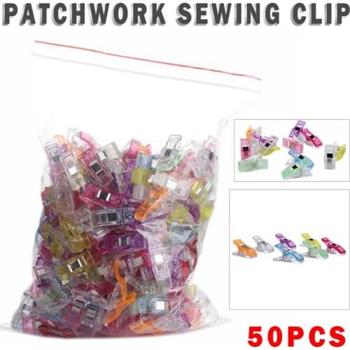 50PCS Plastic Wonder Clips For Fabric Craft Quilting Knitting Sewing Crochet Mixed Color Clothing Clips Holder