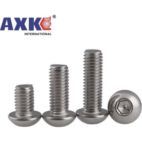 50pcs UNC 2#-56 4#-40 6#-32 8#-32 US Coarse Thread 304 stainless steel Allen Hex Hexagon Socket Button Head Screw Bolt ISO7380