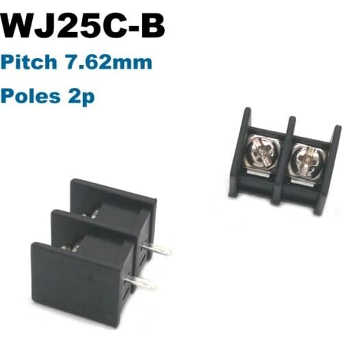 50pcs Pitch 7.62mm Barrier Screw PCB Terminal Block Straight 2/3/4/5/6/7/8Pin morsettiera connectors 25C-B 300V 15A 14AWG 2.5mm2