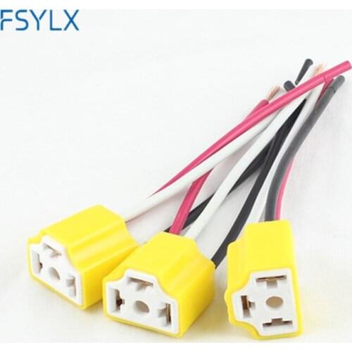 FSYLX 10pcs H4 9003 hb2 Car Truck Ceramic fog Headlight Connector Plug Light Lamp Bulb Wire female Socket Adapter holder