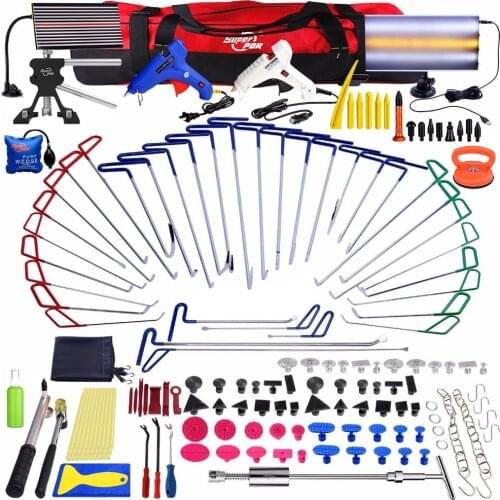 Super PDR Paintless Dent Repair Dent removal Tools PDR Push Rod Hooks Crowbar Aluminum LED Light Reflector Board slide hammer