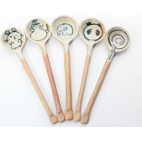 1pc Hand Made Cute Spoon Ceramic Long Handle Spoon Creative Spoon Lovely Childrens Spoon