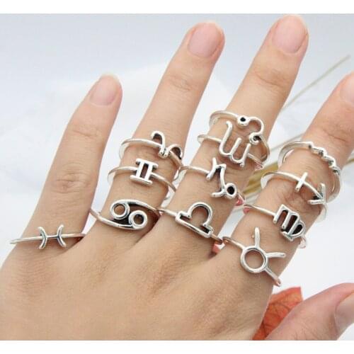 Retro Creative Constellation Joint Ring Astronomical Alphabet 12 Piece Setting