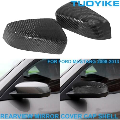 LHD RHD Car Styling Real Dry Carbon Fiber Rearview Rear Side Mirror Cover Cap Shell Trim Sticker For Ford Mustang 2008-2013 2PCS