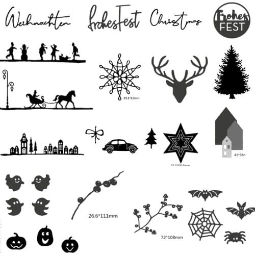 Halloween Element Christmas Reindeer Metal Cutting Dies Scrapbooking Album Paper DIY Card decoration Craft Embossing Die Cuts