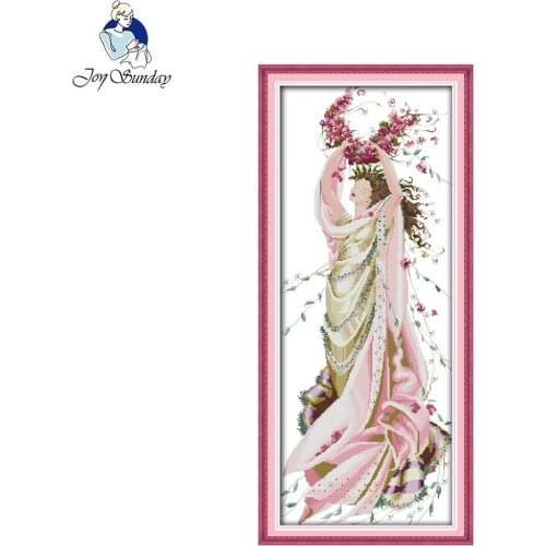 Joy Sunday Rose Fairy Embroidery Floss DIY Needlework Cross Stitch Kits For Embroidery A Cross Crafts Printed Cross-stitch Set