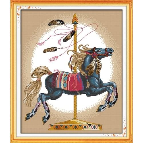 Joy Sunday Swing Pattern Cross Stitch Kits Embroidery Painting Cross Stitch New Horse Needlework Patterns Kits Wall Home Decor