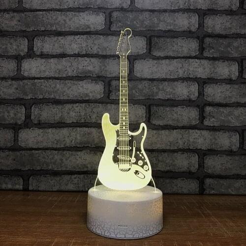 Source Guitar Night Light Seven Color Touch 3d Visual Lamp Creative Gift Small 3d Light Fixtures Wholesale