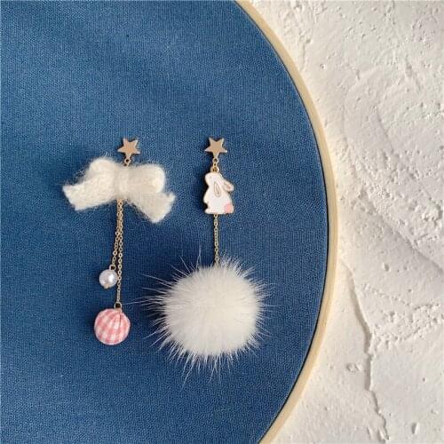 ZDMXJL 2021 New Fashion Womens Earrings Sweet Cute Star Bowknot Rabbit Earrings For Women Girl Party Gifts Jewelry Wholesale