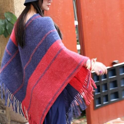 Newest Cashmere Shawl Ethnic Style Scarf Tassel Poncho Big Shawl Stripe Women Pashmina Coloured scarf
