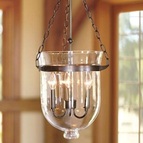 American Country Black/Rust Color Clear Glass Foyer Pendant Light Retro Dining Room Decoration Light D250MM/350MM Free Shipping