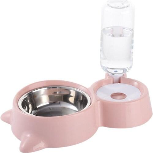 Pet Cat Dog Feeder Drinking Fountain Stainless Steel Automatic Feeder Water Dispenser Food Bowls for Dogs Puppy Cat Kitten Suppl