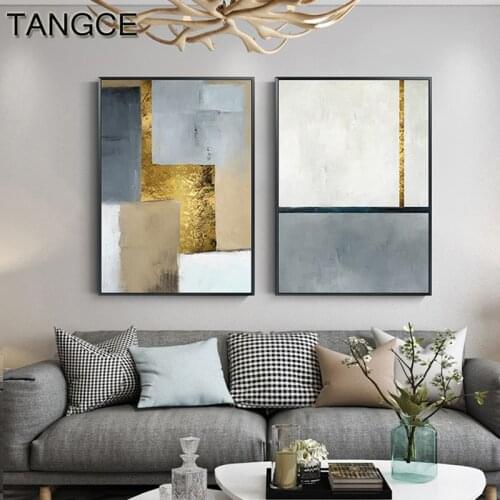 Modern Minimalist Wall Art Geometric Golden Canvas Poster Print Abstract Painting Wall Pictures for Living Room Nordic Home Deco