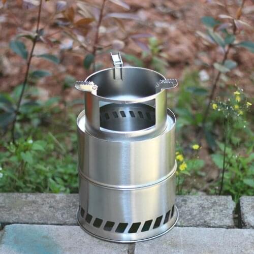 Camping Wood Stove Split Portable Gas Stainless Steel Gas Firewood Burners Backpacking Furnace