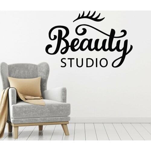 Beauty Salon Vinyl Wall Decal Beauty Studio Logo Window Sticker Words Eye Lashes Spa Salon Stickers Art Mural Wallpaper M236