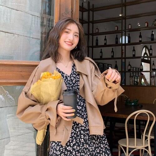 Chaquetas Mujer 2021 Autumn New Harajuku Loose Women Faux PU Leather Jacket Fashion Short Jaqueta De Couro Feminina Motociclista