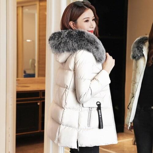 Winter Warm Down Cotton Jacket Long Korean Style Fashion Coat Female PU Leather Coats and Jackets Manteau Femme Hiver WPY1926