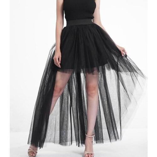 Pink High Low Skirt Women High Waist Asymmetrical Tutu Layered Wedding Bridal Open Front Short Back Long Skirt Female