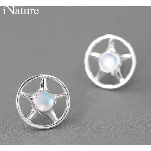 INATURE Fashion Car Wheel Women Men Punk 925 Sterling Silver Colored Glaze Simple Round Stud Earrings Jewelry