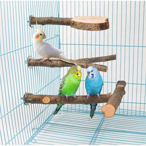 80%HOT3Pcs Bird Perches Easy Installation Teeth Grinding Natural Wood Parrot Cage Perch Sticks Bird Supplies