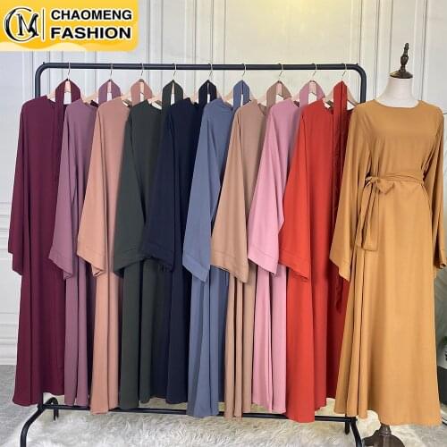 Eid Hot Sell Popular Simple Nida Fabric Abaya Dubai Muslim For Women Hijab Dress A-Line Maxi Robe Caftan Kaftan Modest Clothing