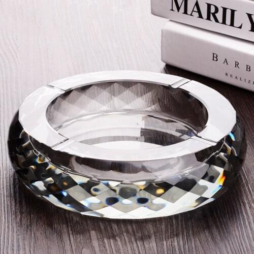 European Style Creative Tea Table Ashtray Crystal Glass Round Ash Tray Cigarette Storage Box Bar Home Smoking Accessories