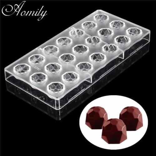 Aomily 21 Holes Diamond Clear Hard Chocolate Mold DIY Fondant Tool Baking Polycarbonate Candy Maker Cake Mousse Mould Home Gift