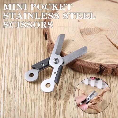 Mini Pocket Stainless Steel Scissors EDC Scissors Spring Bolt Key Ring Outdoor Tool Safety Survival Tool