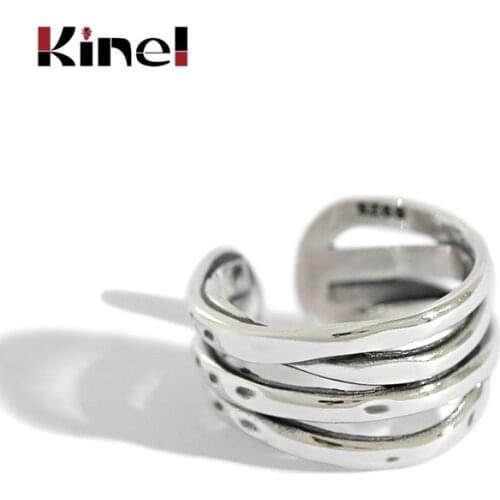 Kinel Retro 4 Rows Layered Ring 925 Sterling Silver Midi Knuckle Finger Rings For Women Fashion Jewelry Bague