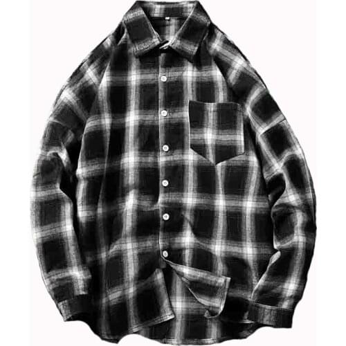 Plaid Shirt Flannel Checkered Shirt Men Shirts Long Sleeve Chemise Homme Cotton Male Check Shirts New Autumn Fashion Brand Men C