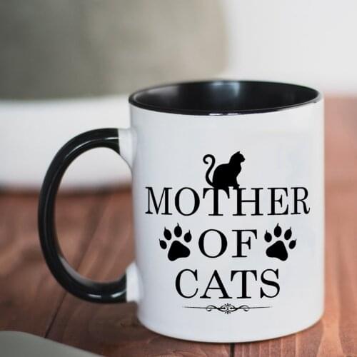 Mother of Cats Coffee Mug 350ml Creative Ceramic Tea Cup Mama Mom Birthday Gift Tea Cups and Cups Drop Shipping