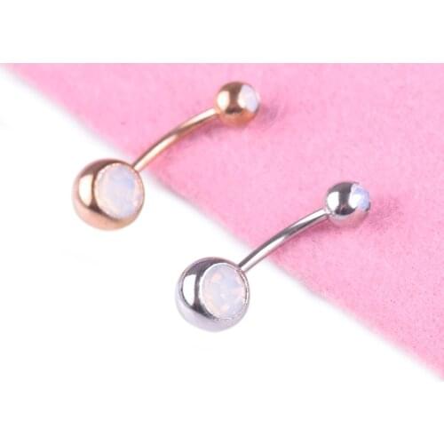Women Trendy Jewelry Opal Gem Navel Belly Button Rings Piercing Bar Charming Body Jewelry Piercing Ombligo 14G