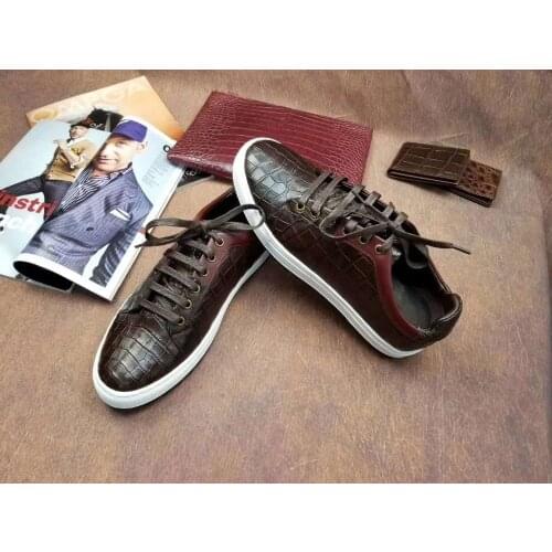 100% Genuine real crocodile belly skin men shoe durable solid crocodile belly skin men shoe sneaker flat fashion shoe free ship
