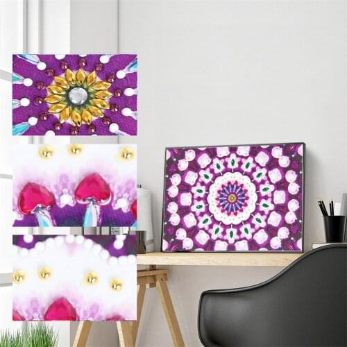 5D Luminous DIY Special Shaped Diamond Painting Kit Embroidery Round With AB Drill Mandala Flower Mosaic Art Home Decor Gift