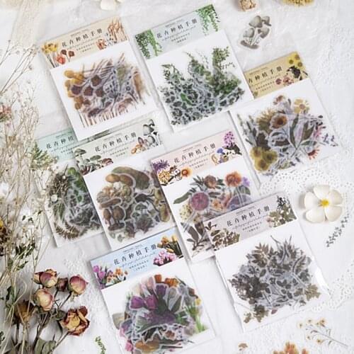 Plant Flowers Stickers Scrapbooking Material Diary Photo Album Junk Journal Decoration DIY Craft Cutting Die Sticker Pack