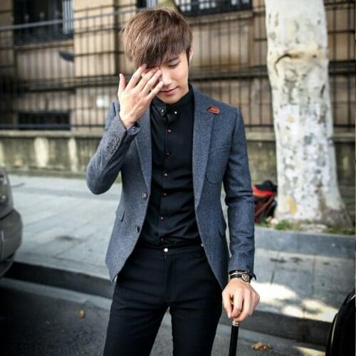 M-xxxl 2020 New Fashion Men Quality Thickening Woolen Male Casual Suit Formal Dress Outerwear Slim Suit Singer Costumes