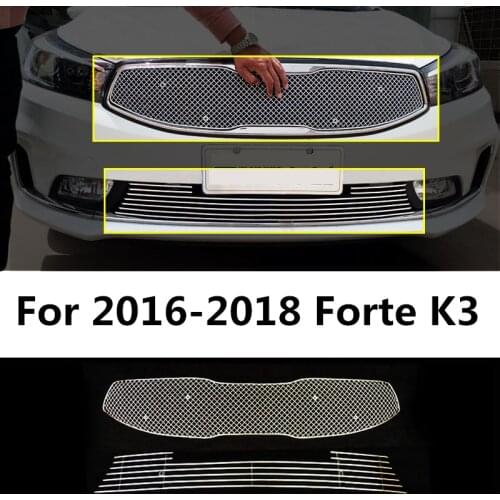 Body kit front bumper cover modified grille accessories electroplated aluminum alloy racing grill for KIA Forte K3 2013--2020
