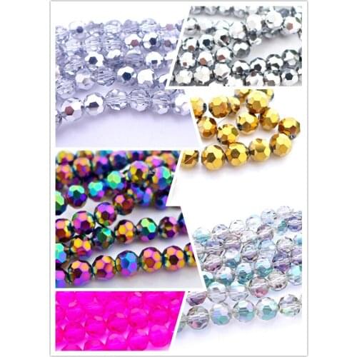 Wholesale 6/8/10/12mm Crystal 5000 Round faced Beads Top Quality Free shipping white plated colors-3