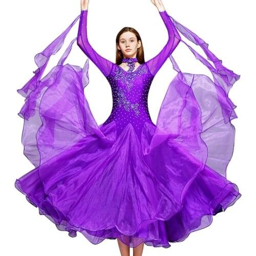 Ballroom Dance Dresses Long Sleeve Stage Waltz Dancing Women Cheap Ballroom Competition Girls Customized Ballroom Waltz Tango C