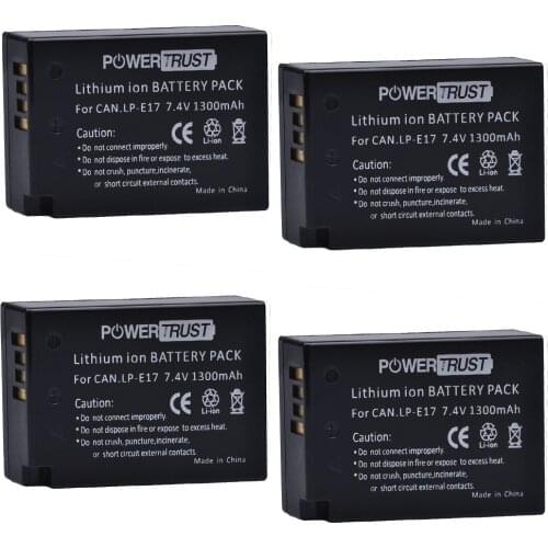 PowerTrust 4-Pack 1300mAh LP-E17 LPE17 LP E17 Lithium Ion Battery for Canon EOS M3 M5 750D 760D 800D T6i T6s 8000D Kiss X8i