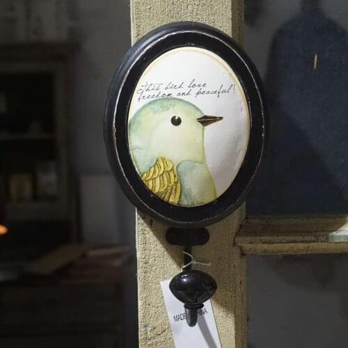 Handicraft Retro Vintage Black Wood Single Coat Hooks with Ceramic Knob